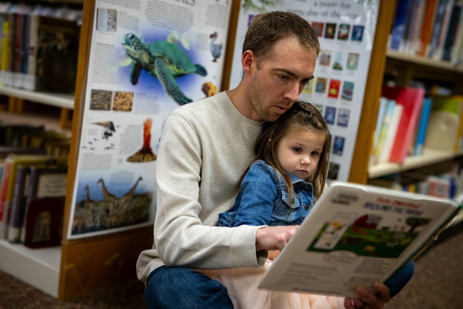A parent and child sharing a calm moment together at home