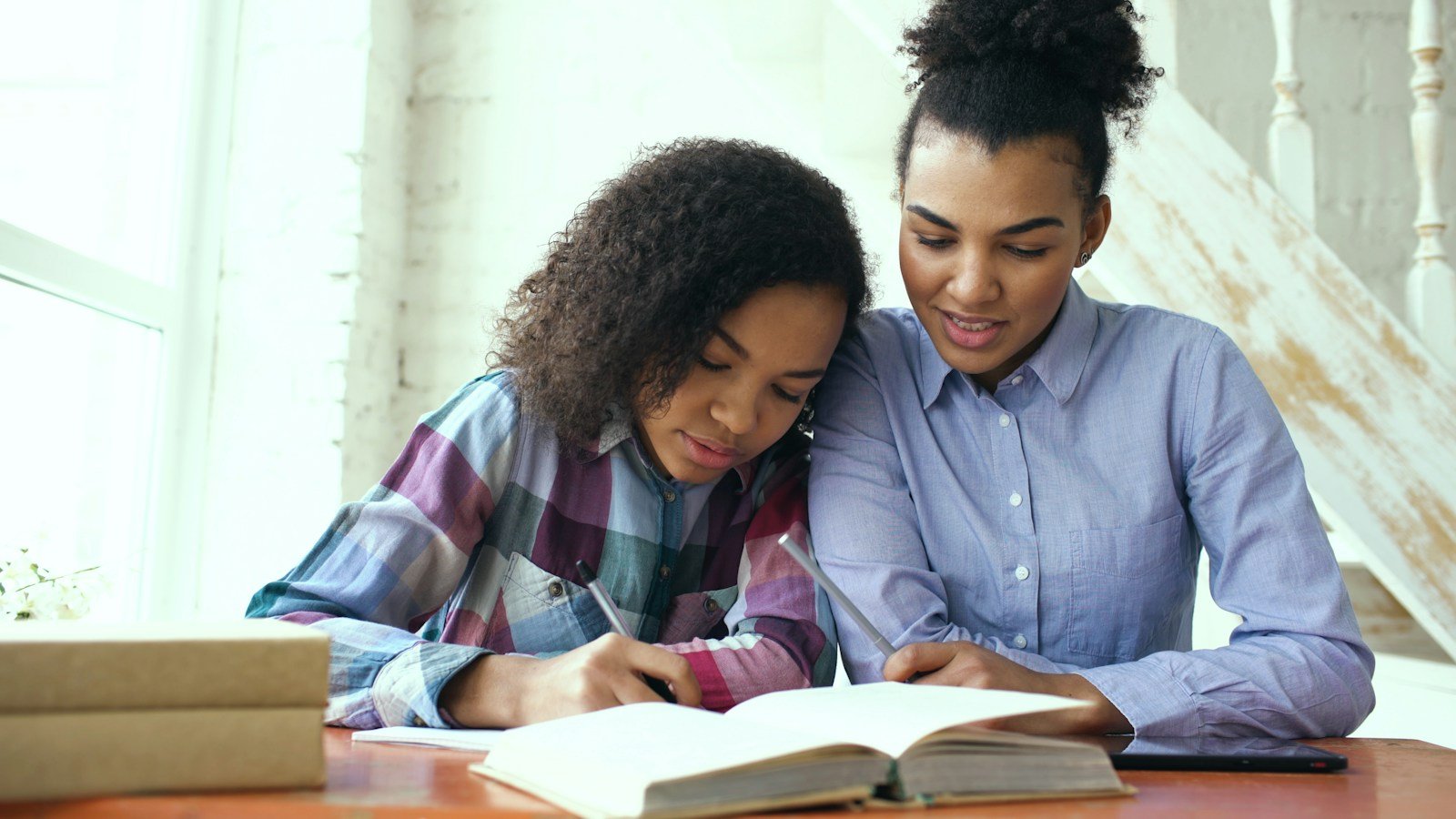 A parent and child sharing a calm moment together at home